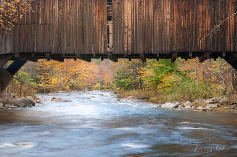 North Sandwich New Hampshire is quintessential scenic New England | The Durgin Covered Bridge spans the Cold River | Fine Art prints for sale