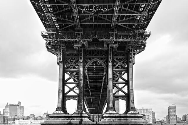 DUMBO New York City Black & White Fine Art Photography | A Gritty Scene From Beneath The Manhattan Bridge