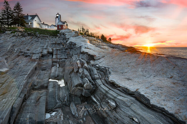 Stunning Sunrise from Pemaquid Point Bristol Maine Scenic Coastline | Nautical & Lighthouse Limited Edition Photography Prints by Thom Schoeller