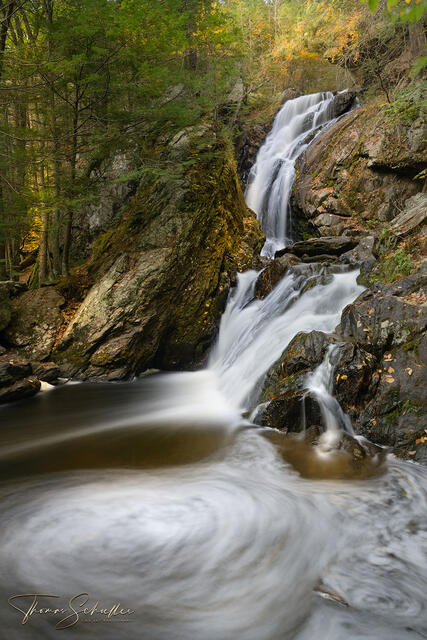 Campbell Falls is one of the Berkshires most picturesque cascades | As it tumbles down the steep cliffs it makes ethereal swirls in the grotto below 