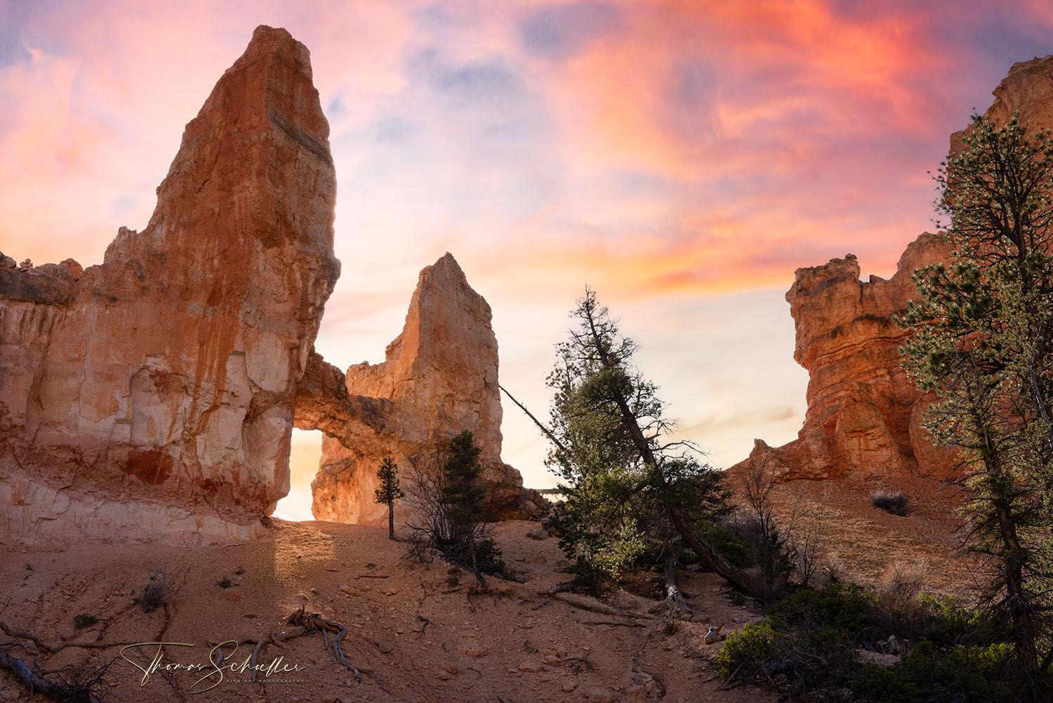 Tower Bridge is one of Bryce Canyons prettiest natural Arches photographed against a high-desert sunset sky | Limited Edition Fine Art Prints 