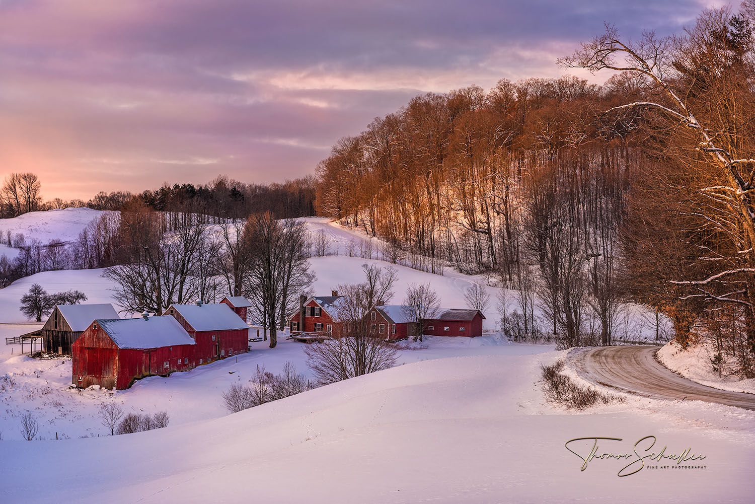 Vermont's Jenne Farm is a classic New England icon in a picturesque setting | Fine Art winter Landscape prints for sale 