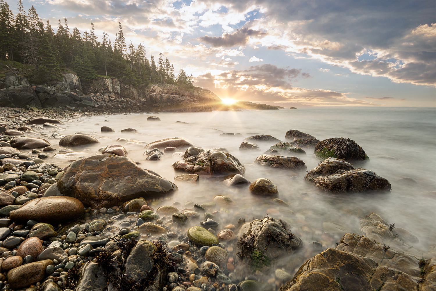 Limited Edition Acadia National Park Luxury Fine Art prints | Little Hunters Beach Maine at Sunrise by Thomas Schoeller 