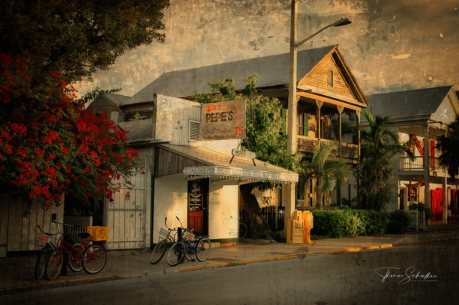Pepe's Cafe in historic Key West Florida | Vintage Americana Fine Art Caroline Street prints by Thomas Schoeller